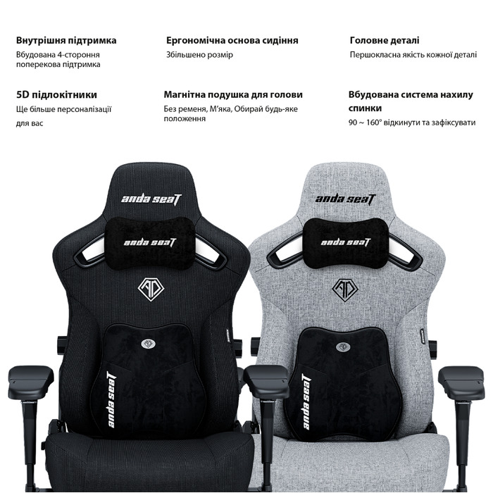 Крісло ігрове Anda Seat Kaiser 3 Pro XL Fabric Dark Gray Size XL