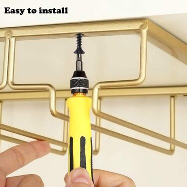 Тримач для келихів вина – органайзер для шафи – металевий тримач для стількових келихів, для кухні, бару (золотий, 3 ряди, 1 шт.)