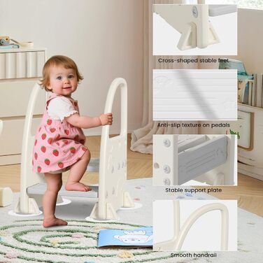 Дитячий тритулковий стільчик Hominewti з регулюванням висоти, неслизький, з підлокітниками, для ванної, дитячої кімнати, кухні (сірий)