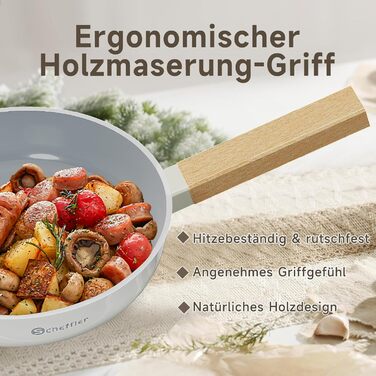 Набір сковорідок Scheffler 20/24/28 см: антипригарне покриття, для всіх плит, включаючи індукційну