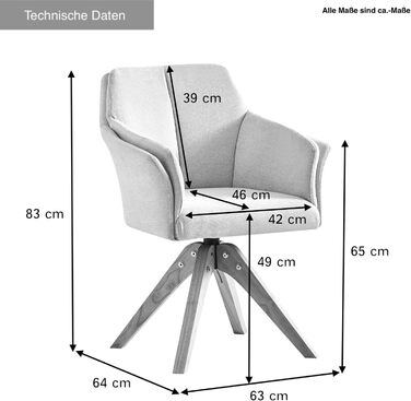 Поворотний стілець B&D Home Daisy крісло ткане полотно сірий