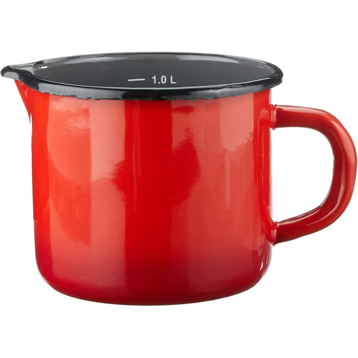 Емальований чайник Karl Krüger Rom 1л червоно-сірий з виливом, 12x12x11 см