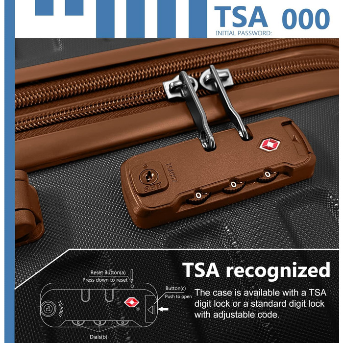 Набір валіз LARVENDER 6 шт. з жорсткою обшивкою, легкий ABS, розширюваний, міцний, ручна поклажа, 4 колеса, TSA-замок, з сумкою та косметичкою, білий/коричневий