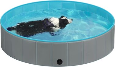 Басейн для собак EUGAD для великих собак, складаний дитячий басейн для дітей, сірий 120x30 см (80x20 см (1 упаковка), світло-сірий)