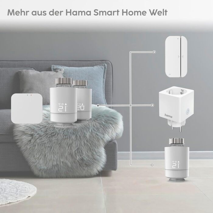 Hama Smartes Heizkörperthermostat (Розширювана система керування опаленням Wi-Fi) - Стартовий набір з хабом, 1 радіатор