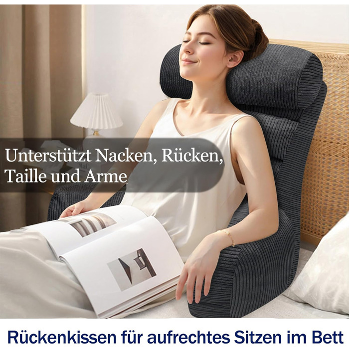 Підлогове крісло-мішок для читання та відпочинку, 65x30 см, сірий (Charcoal)