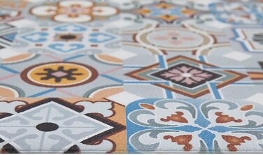 Кухонний килимок andiamo для передпокою, миється, нековзний, ПВХ, з захистом від забруднень, плитка і прикраси, кухонний килимок в східному стилі, колір розмір (120 х 170 см, синьо-сірий)