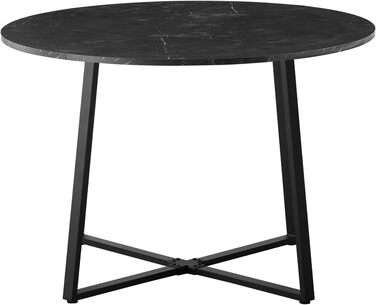 Стіл обідній DUBI Möbel NOA, круглий, 110x110 см, для кухні/їдальні, індустріальний стиль, бетонний вигляд, чорний мармур