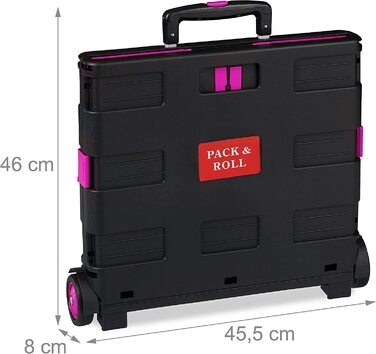 Візок для покупок Relaxdays складний, телескопічна ручка, 2 гумових ролика, до 35 кг, візок для покупок, алюміній, АБС, рожевий