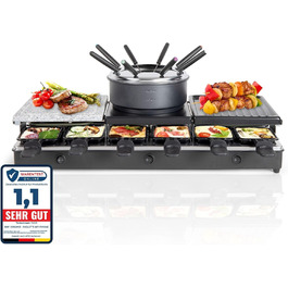 Електричний набір для раклет і фондю LUTEO® на 12 осіб: гриль, кам'яна плита, міні-крепи, антипригарні пательні