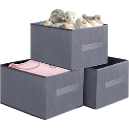 Галерея SV 3-предметна тканинна коробка для зберігання, 40x28x20 см Великі складні кошики для зберігання для полиць, тканинні коробки без кришок Для зберігання одягу, іграшок та книг