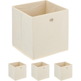 Коробка для зберігання Relaxdays, набір із 4 шт. , складна, В x Ш x Г 30 x 30 x 30 см, тканинна коробка з отвором для ручки, коробка для полиць відкрита, кремова