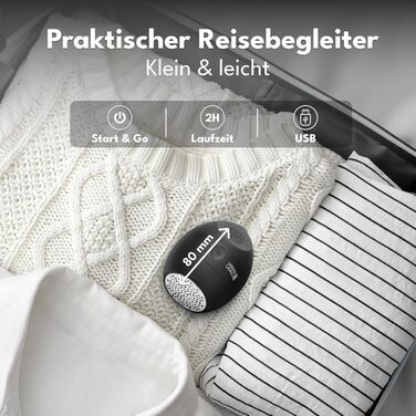 Електричний міні-фільтр для одягу LEBENLANG - з запасними лезами та пензлем для чищення | Для видалення ворсу та пуху | Чорний, 400mAh