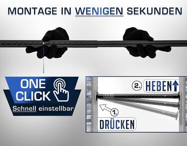 Телескопічна штанга для кріплення 260-310 см, матовий чорний, Ø 25 мм, багатофункціональна штанга без свердління. Підходить для штор, душових штор, ванних кімнат та балконів.