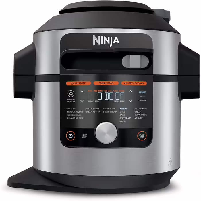 Мультиварка Ninja Foodi MAX 7,5 л 14-в-1 з розумною кришкою, скороварка, аерофритюрниця, повільноварка, термощуп, нержавіюча сталь, OL750EU