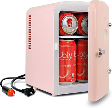 Koolatron Ретро-міні холодильник 4 літри, рожевий: для кімнати, косметики, дитячих речей, авто та подорожей