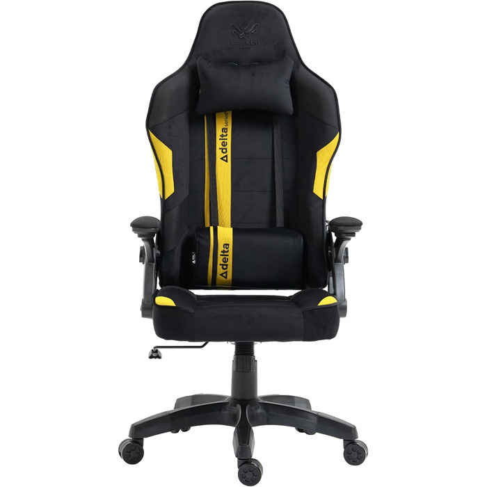Ігрове крісло KRAKEN CHAIRS - чорно-жовте, ергономічне, для геймерів, вантажопідйомність 130 кг