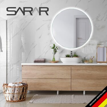 SARAR Круглий дзеркало для ванної кімнати з LED-підсвічуванням 120 см, Made in Germany, дизайн MAR113