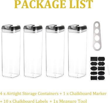 Набір контейнерів для зберігання продуктів 7 шт. з кришкою, чорний колір. Контейнери для пасти, мюслі, крупи. Набір для кухні.