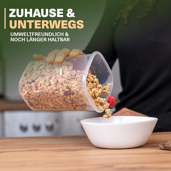 Набір контейнерів для зберігання з кришкою 12 шт. – Герметичні контейнери для борошна, мюслі, горіхів та ін. – Без BPA, складаються, придатні для миття в посудомийній машині – Вкл. наклейки