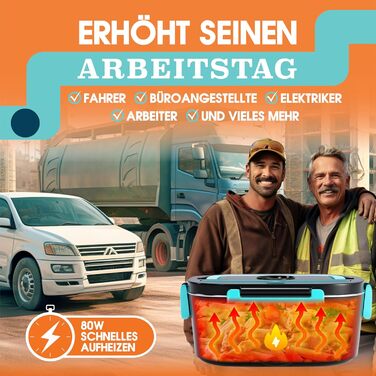 Електрична ланчбокс TRAVELISIMO 80W 1,5L 3-в-1 (12V/24V/220V) для подорожей, авто, мікрохвильовка, блакитний