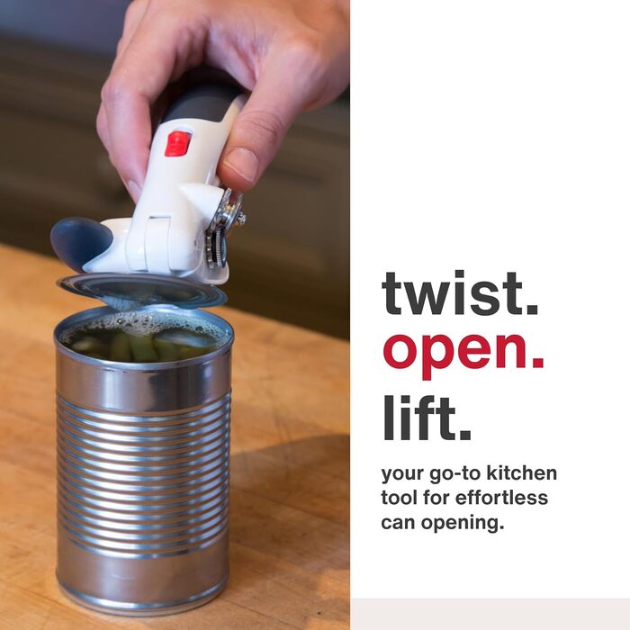 Відкривачка для банок Zyliss Lock N' Lift з підйомником кришки та магнітом, біла