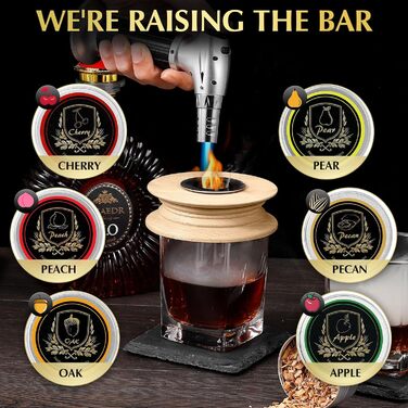 Набір для копчення коктейлів CWLAKON: для віскі, бурбону, Old Fashioned (з 6 дерев'яними стружками)