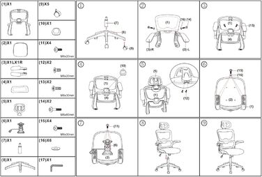 Офісний крісло SEEDWAVE з ергономічною підтримкою спини, регульованою підголівником та функцією гойдання, сірий та білий колір, до 150 кг
