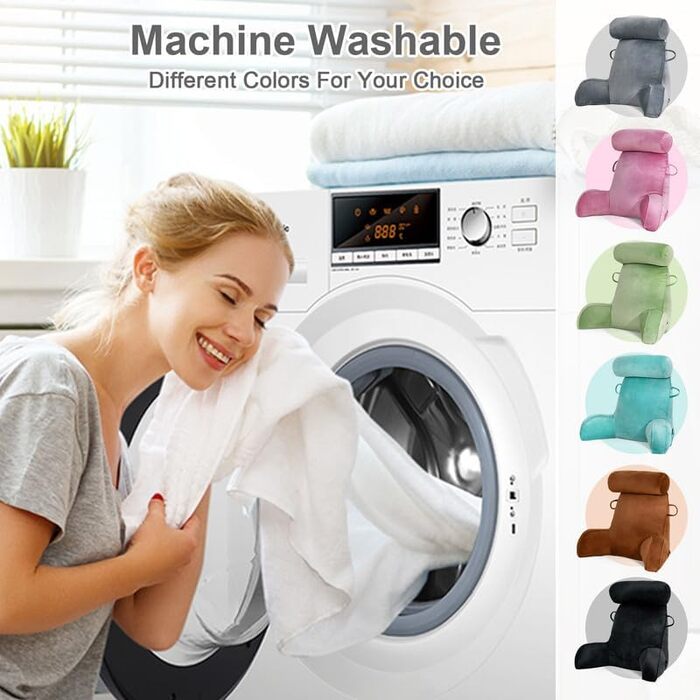 Подушка для читання Mingfuxin для ліжка, дивана, підлоги: знімний валик для шиї та підлокітником для підтримки спини, сіра