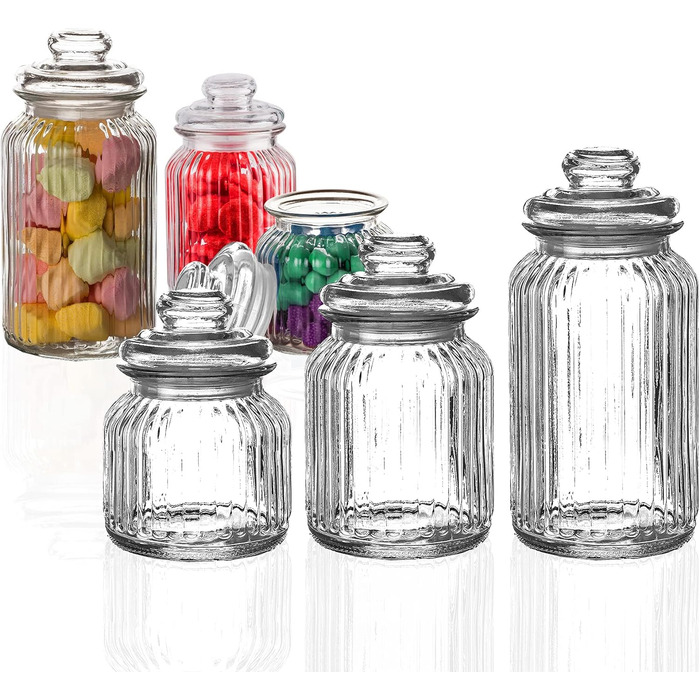 Набір з 3 банок для зберігання цукерок Ностальгія Скляний контейнер для зберігання 0,7 л 1,1 л 1,3 л