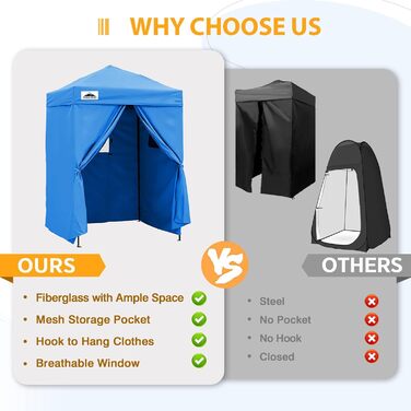 Розкладана переодягальня Eagle Peak Flex Ultra Compact - 1.2 x 1.2 м (5x5 ft), для басейну, фотосесій, кемпінгу, біла/світло-блакитна