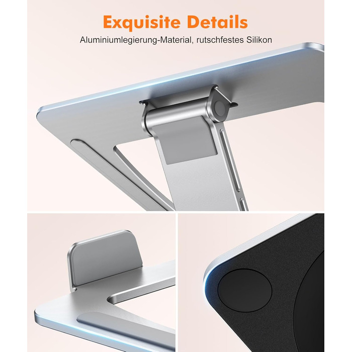 Підставка для ноутбука з поворотним столом 360°, регульована, ергономічна, з вентиляцією, складний тримач для кулінарної книги, сумісна з MacBook Air/Pro (10-16')