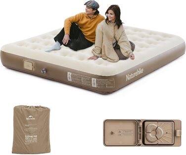 Надувна матрац Naturehike для 2 осіб з електричним насосом, 200x150x25 см. Самостійно надувна, преміум-якість, для кемпінгу та дому. Колір: коричневий.