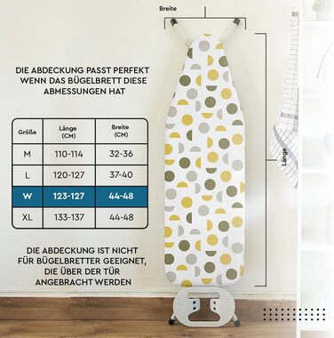 Чохол для прасувального столу Encasa XO з фетровою підкладкою 3 мм, посиленням шнуром (сумісний зі стандартними прасувальними столами 72x30 см), з терморефлексним покриттям, принт - Велике листя зелене