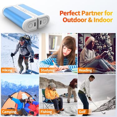 Електричні грілки для рук 2 шт. - USB перезаряджувані, 3 режими нагріву, для дітей та жінок (блакитні)