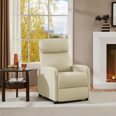 Крісло-релакс Yaheetech для телевізора з регульованою підставкою для ніг, крісло для відпочинку, бежеве, льон