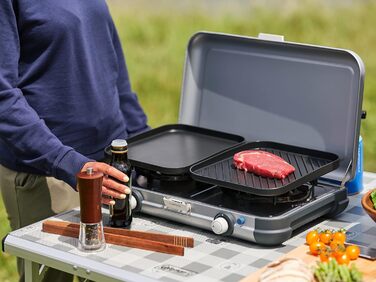 Газовий набір Campingaz 2 Grill & Go CV - плитка з 2 конфорками, для кемпінгу, з використанням газових картриджів, 3.6 Вт