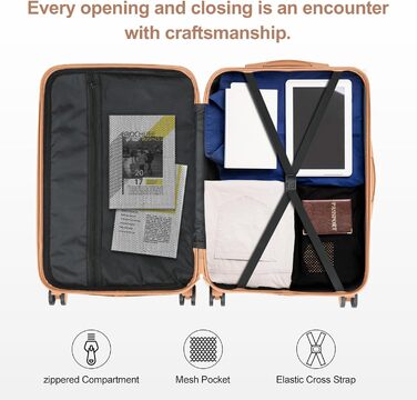 Набір валіз LEADZM 3 шт. з захистом кутів, жорсткий набір валіз-ролерів з ABS, телескопічна ручка, ручна поклажа (чорно-коричневий)