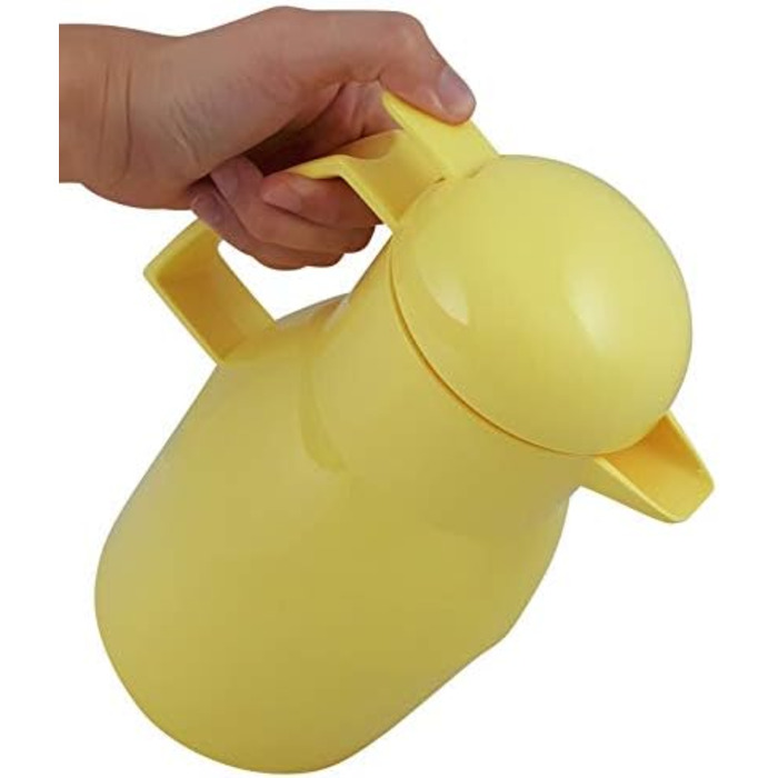 Термос Helios Top Push, жовтий, 1 літр - ізольована канa, пластик