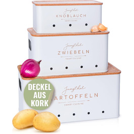 Набір з 3 коробок для зберігання картоплі, цибулі та часнику | Білий | Організатор для овочів