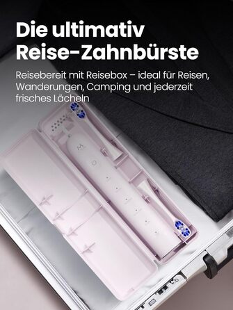 Електрична зубна щітка для дорослих B10PRO-Rosa, 5 режимів, 48000 VPM, IPX8, акумулятор 180 днів, таймер, 4 насадки, чохол