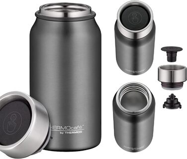 Термокружка THERMOcafé by THERMOS TC 0.35л, Stone Grey Mat, нержавіюча сталь, ізоляція, для кави з собою, не протікає, 8 год гаряча & 16 год холодна, для миття в посудомийній машині, BPA-Free
