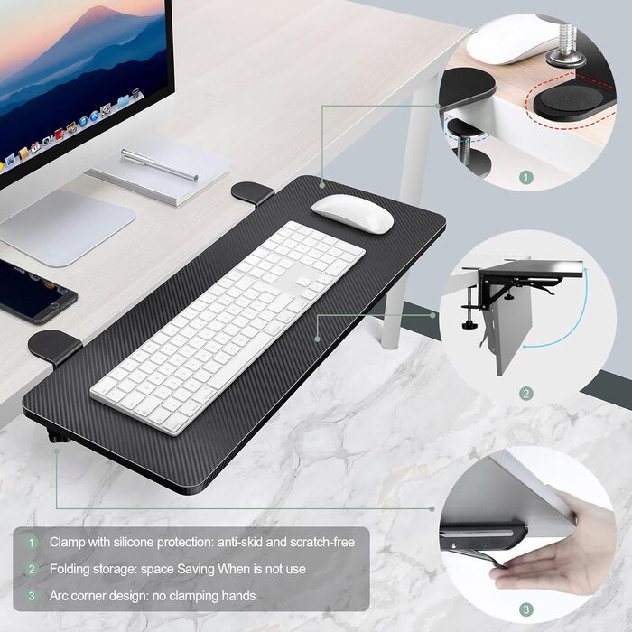 VAYDEER Подовжувач для столу з підставкою під руки та клавіатуру, чорний - Ergonomic Desk Extender