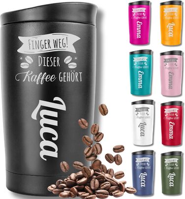 Термокружка з гравіюванням, 350 мл, чорна, з персоналізацією, 100% без витоку