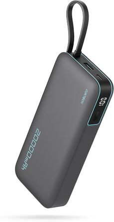 Блок живлення CUKTECH 20000 мАг 45 Вт з кабелем USB-C, швидка зарядка, темно-сірий