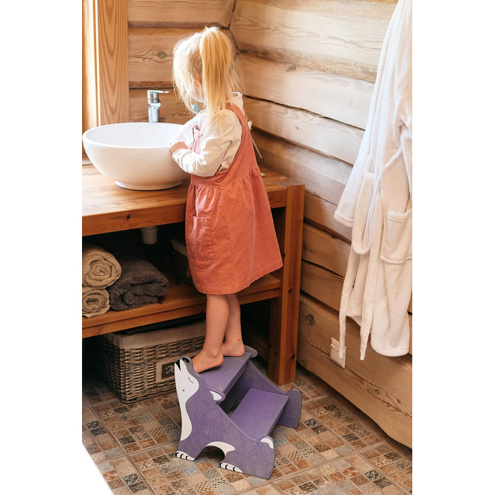 Дитячий тритухомір Wild Kids з дерева, 2 сходинки, для ванної кімнати, фіолетовий (Montessori)