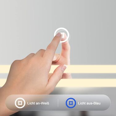 Дзеркало для ванної кімнати Badspiegel 70x50 см з підсвічуванням 3 кольори, сенсорне керування, прямокутне, LED, енергоклас A++