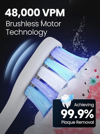 Електрична зубна щітка для дорослих B10PRO - акумулятор до 180 днів, 5 режимів, 48000 вібрацій/хв, IPX8, таймер, 4 насадки (рожева)