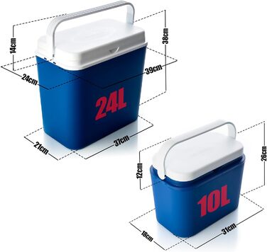Набір термобоксів BigDean 24L/10L - Пластиковий термобокс - з/без пакетів для охолодження - Сумка-холодильник для автомобіля, кемпінгу, басейну на відкритому повітрі