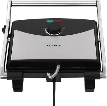 Електричний контактний гриль для приготування їжі на столі, 2000 Вт, чорний